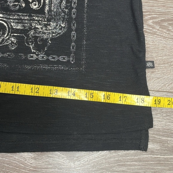 NWT Rock & Republic Black Tie Graphic Floral Rose Short Fishnet Mesh Sleeves XS - Picture 8 of 13